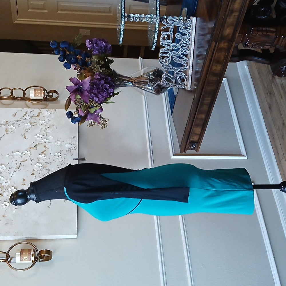 Frederick's of Hollywood Cocktail Teal Sheer Illusions Mini Dress. Size M - Picture 6 of 17